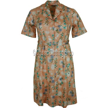 Coral Daisy Floral Short Sleeve Dress