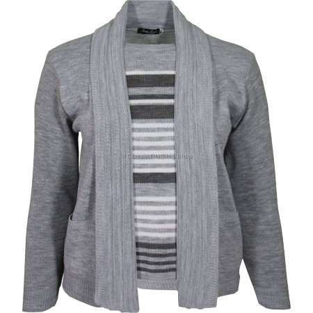 Grey Combination Twin Set Look Jumper