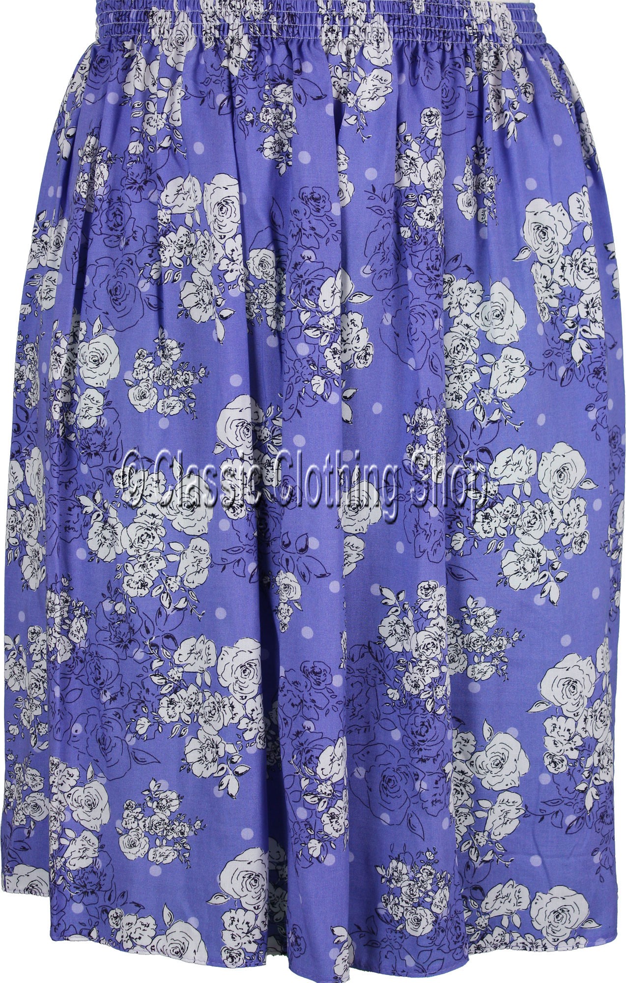 Deep Blue Floral Printed Viscose Skirt