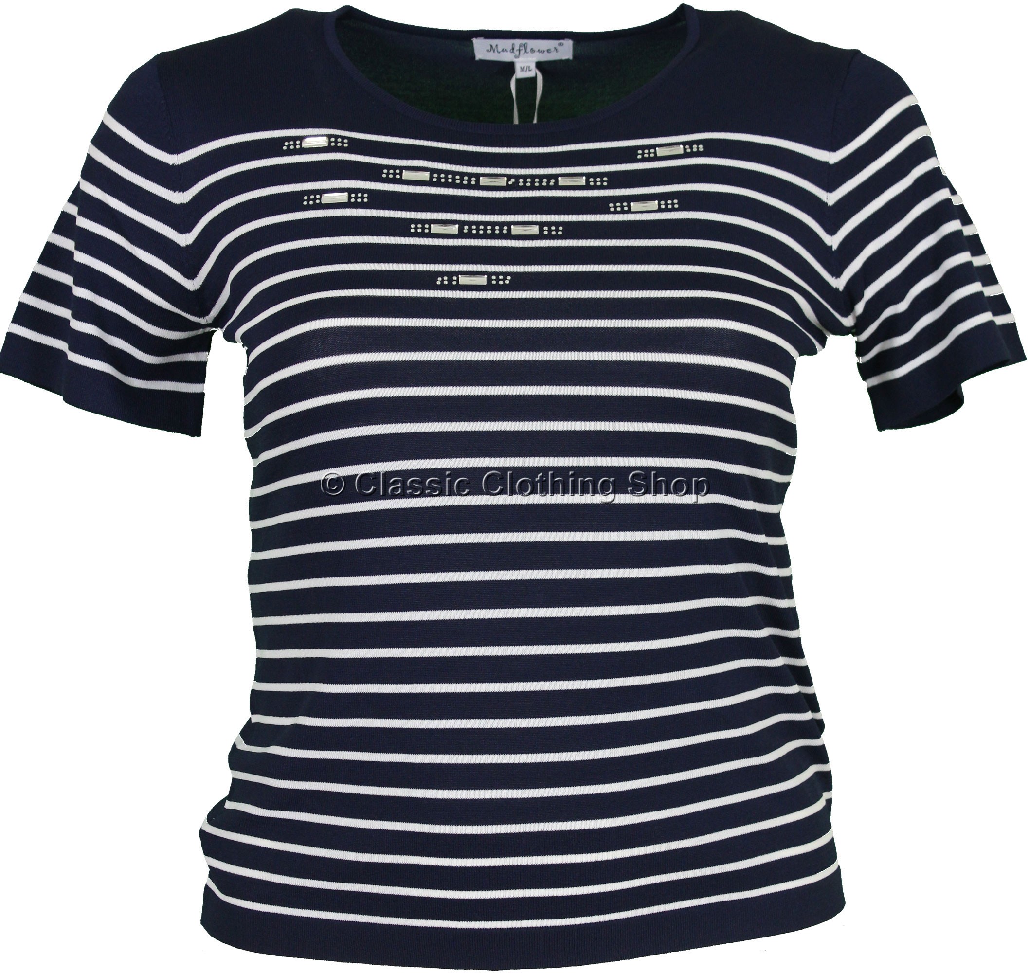 Navy Stripe Short Sleeve Jersey Top