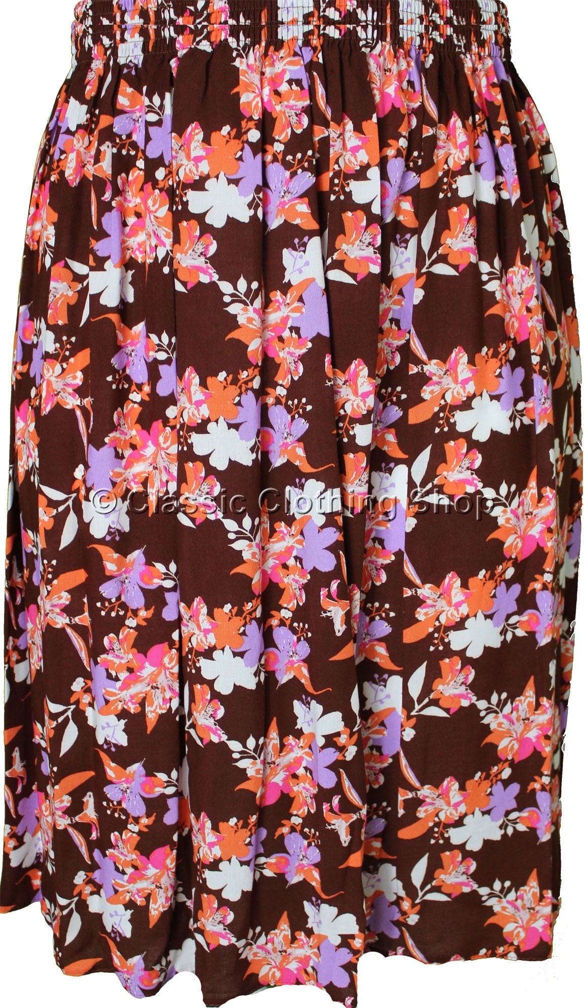 Brown Floral Printed Skirt