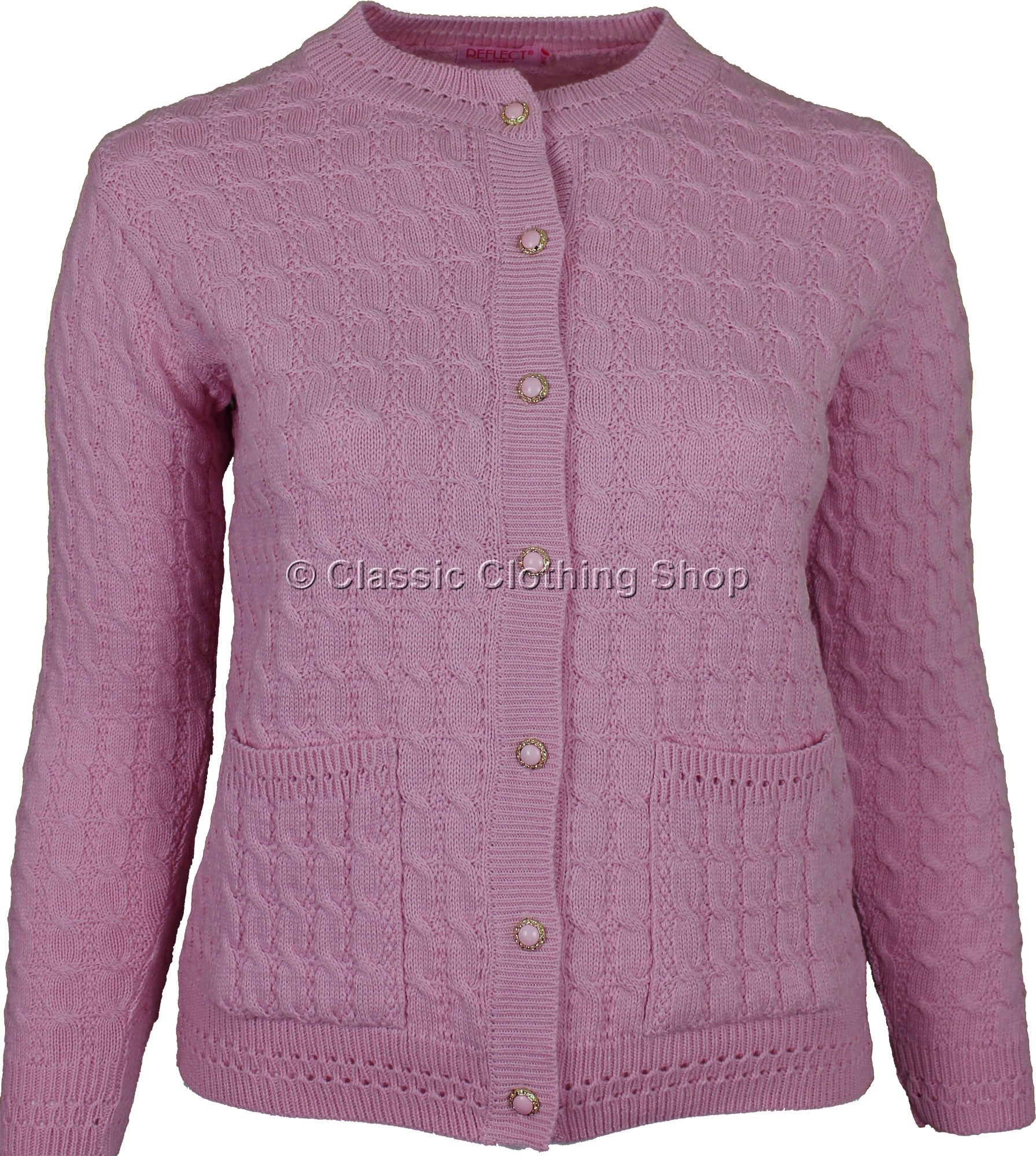 Round Neck Cardigan - Pink main image 1
