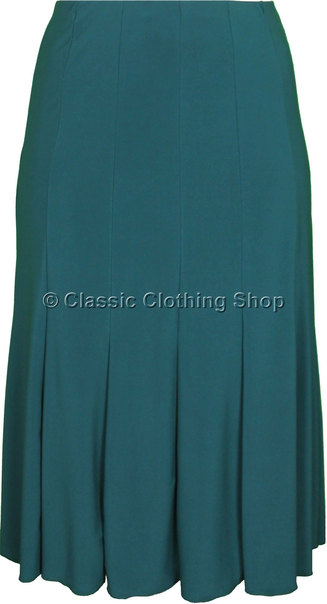 Bottle Green Plain Lined Panelled Skirt