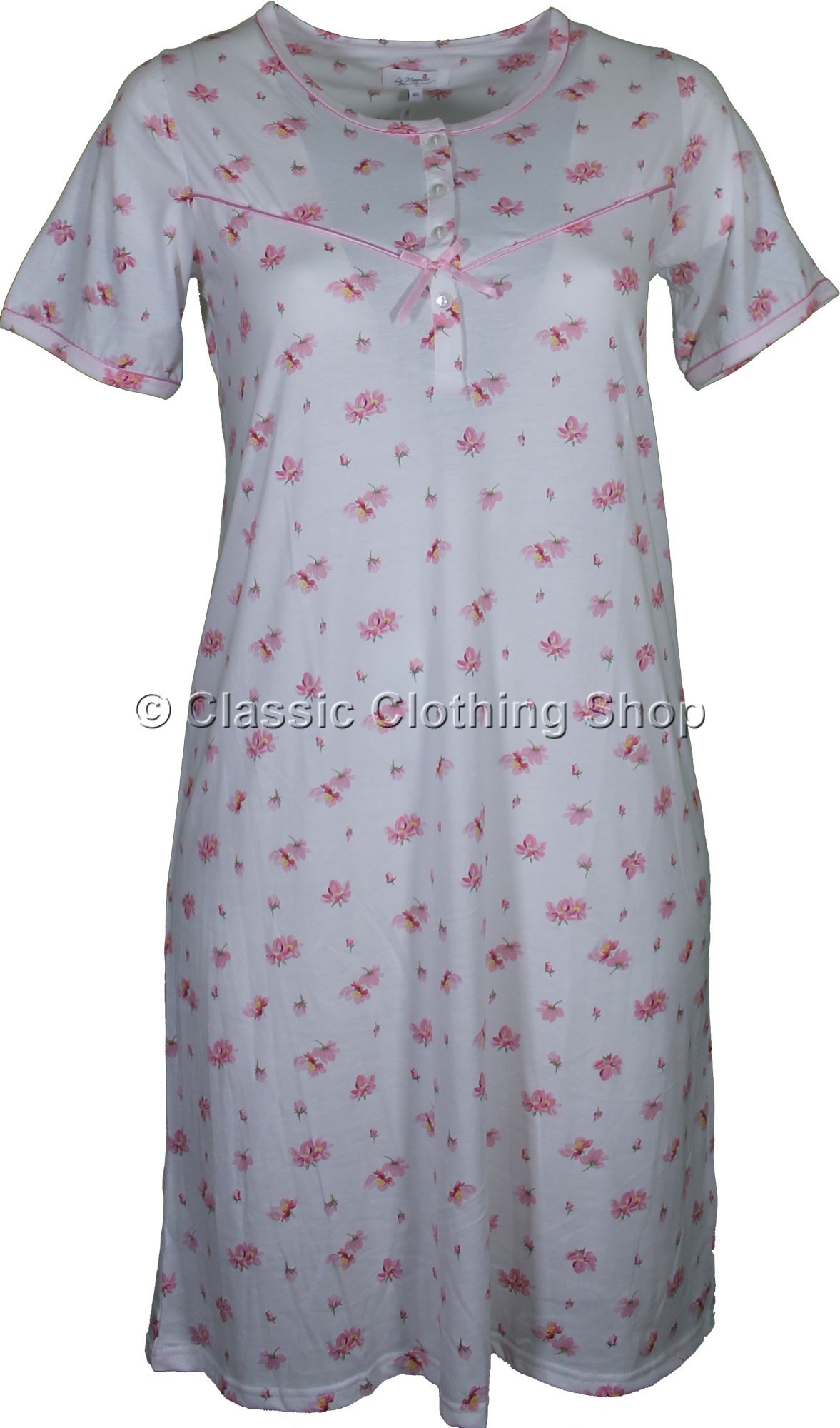 Floral Transparent Short White Night Dress main image 1