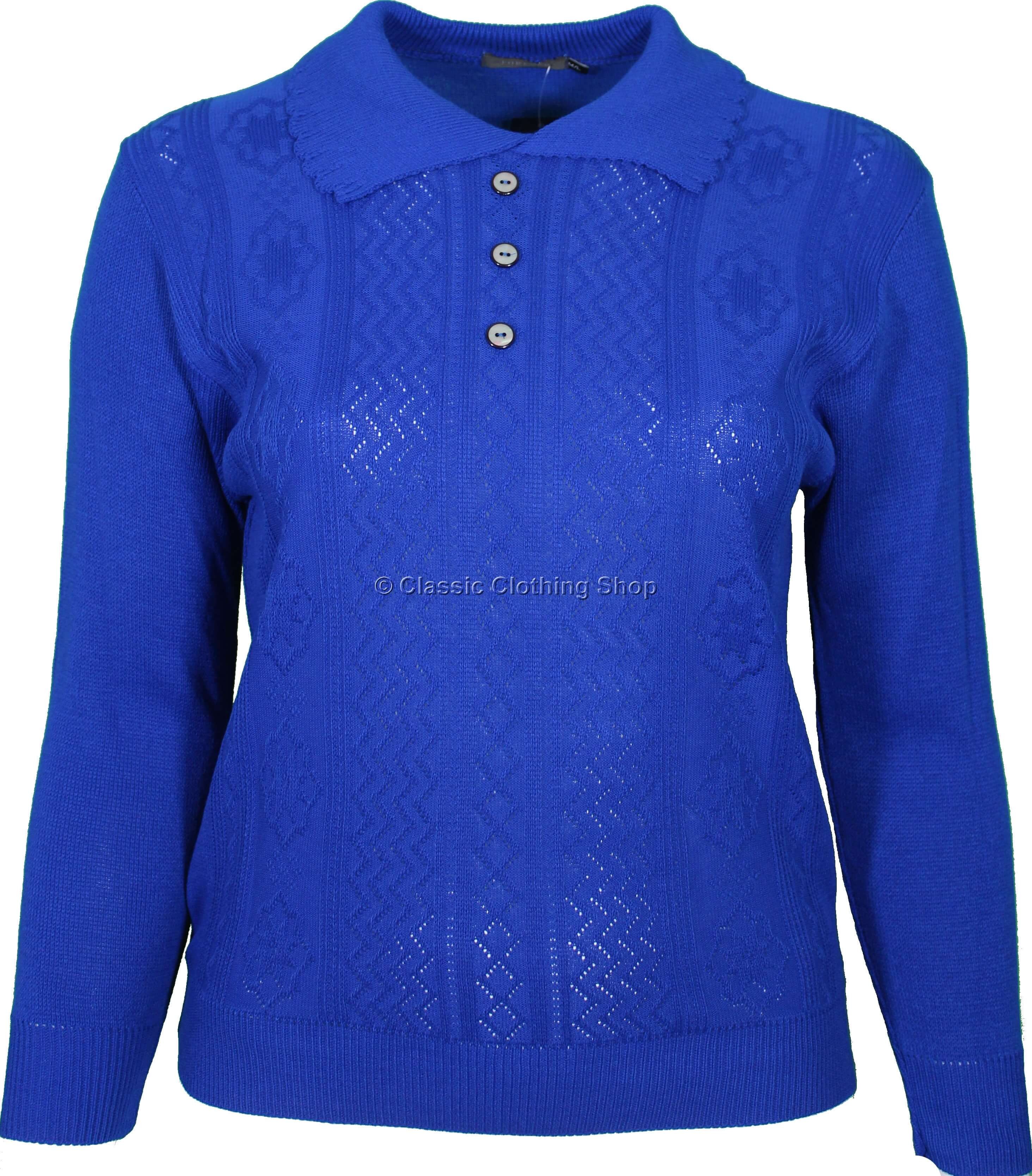Royal Blue Long Sleeve Collar Jumper