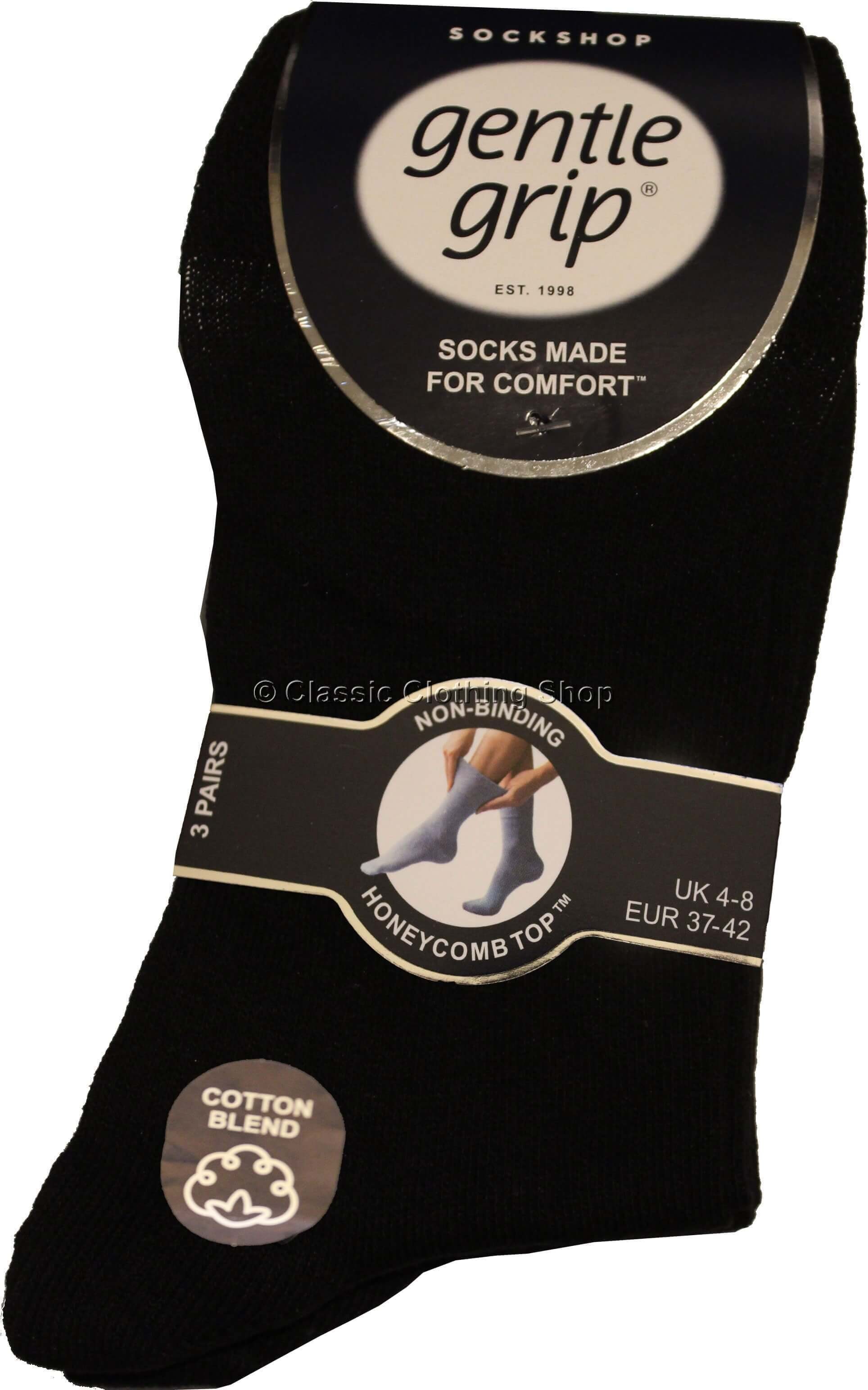 Black Plain Cotton Men's Gentle Grip Socks