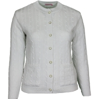 White Round Neck Cable Cardigan