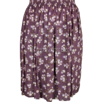 Aubergine Floral Printed Viscose Skirt