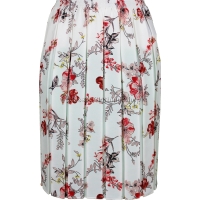 Coral Floral Full Elastic Pleated Print Skirt