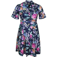 Navy Floral Short Sleeve Dress