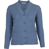 Blue V Neck Cable Cardigan