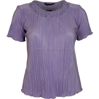 Lilac Short Sleeve Plisse Top