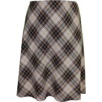 Brown Diamond Check Lined Skirt