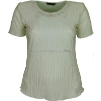 Cream Short Sleeve Plisse Top