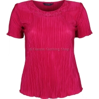 Magenta Short Sleeve Plisse Top