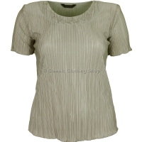 Taupe Short Sleeve Plisse Top