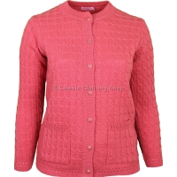 Coral Round Neck Cable Cardigan