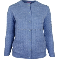 Blue Round Neck Cable Cardigan