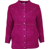 Fuchsia Hand Crafted Lined Chenille Cardigan