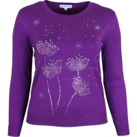 Purple Plain Round Neck Long Sleeve Jumper 