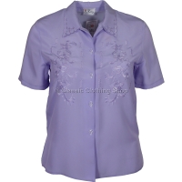 Lilac Embroidered Short Sleeve Blouse