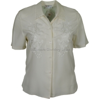 Cream Embroidered Short Sleeve Blouse