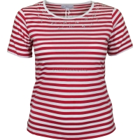 Red Stripe Embellished T-Shirt Top