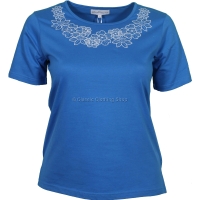 French Blue Embroidered T-Shirt Top