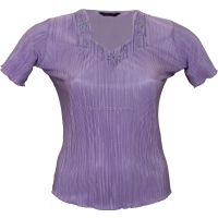 Lilac Short Sleeve Plisse Top