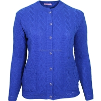 Royal Blue Round Neck Cable Cardigan