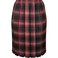 Black/Red Fully Elasticated Box Pleated Skirt