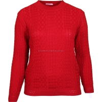 Red Round Neck Cable Jumper