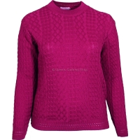 Raspberry Round Neck Cable Jumper