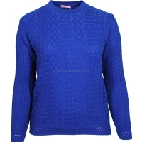 Royal Blue Round Neck Cable Jumper