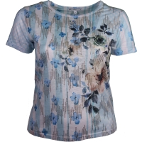 Blue Floral Print T-Shirt Top