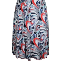 Coral Abstract Lined Panelled Skirt