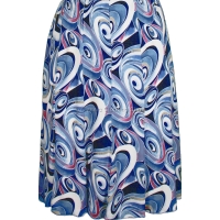 Denim Blue Abstract Lined Panelled Skirt