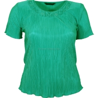 Teal Short Sleeve Plisse Top