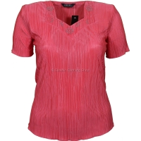 Coral Short Sleeve Plisse Top