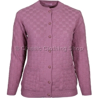 Pink Round Neck Cable Cardigan