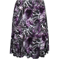 Lilac Leaf Print Lined Panelled Skirt