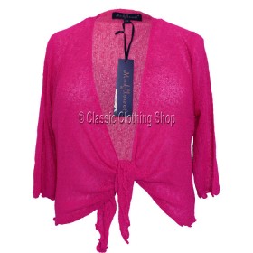 Hot Pink Mudflower Tie-Knot Popcorn Shrug