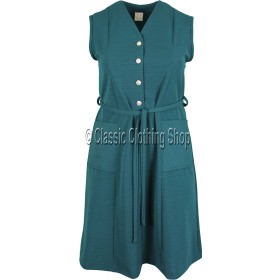 Bottle Green Plain Ribbed Pinafore Dress