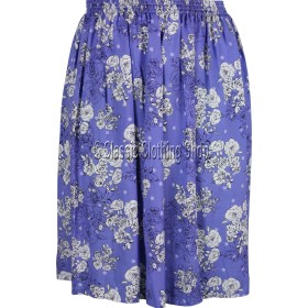 Deep Blue Floral Printed Viscose Skirt