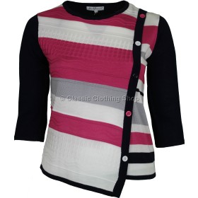 Fuchsia/Navy Three Quarter Sleeve Jumper