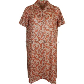 Orange Paisley Short Sleeve Smock Dress