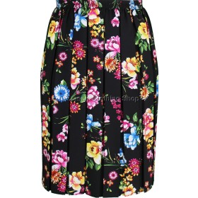 Coral Floral Full Elastic Pleated Print Skirt