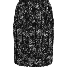 Black/White Paisley Full Elastic Pleated Print Skirt