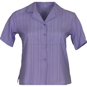 Lilac Stripe Searsucker Short Sleeve Blouse