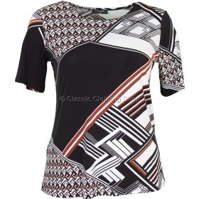 Brown Abstract Printed Slinky Top